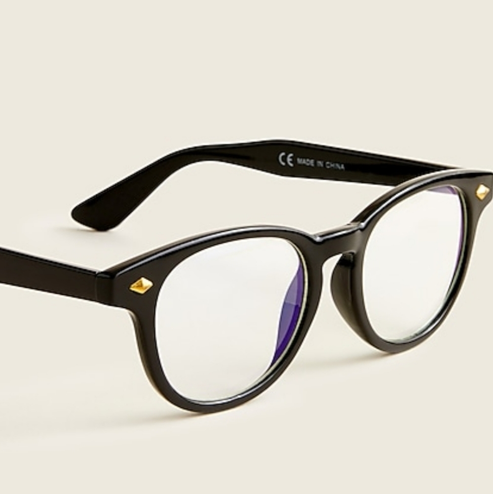 J CREW ROUND BLUE LIGHT GLASSES IN ONYX